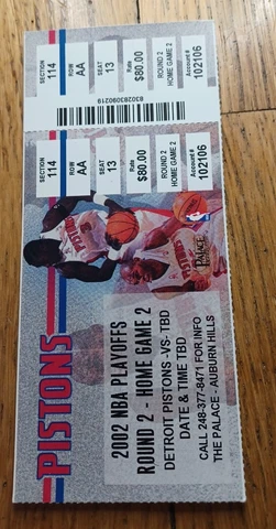 May 8, 2002 Detroit Pistons vs Boston Celtics Game 2 Ticket Stub Cover