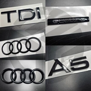 Audi A5 2008-2016 glänzend schwarz Abzeichen GRILL/STIEFEL SET TDI/QUATTRO - Bild 1 von 1