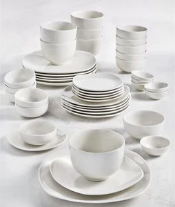 Soft Square 42 Pc. Dinnerware Set, Service for 6, White - Picture 1 of 1