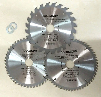*3PC Mitre Saw Table Saw Blades 185mm 24T,48T,60Teeth 30MM BORE With 2 Reduction - image 1 of 4