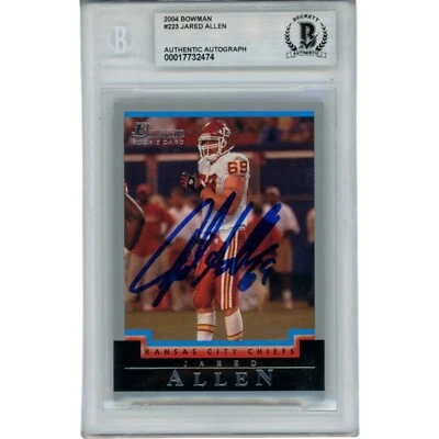 Tarjeta Bowman #223 2004 autografiada/firmada de Jared Allen KC Chiefs Beckett 49783 Foto 1 de 2