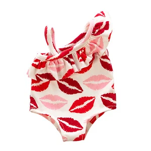Resilient Girl: One Piece Bathing Suit with Lip Print Bikini fits 18inch Doll. - Picture 1 of 2