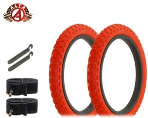 ALTA Bicycle TIRE 16" x 2.125" RED COMP 3 (2) TIRES TUBES & LEVER MTB Road. - Picture 1 of 1