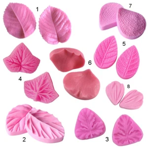 Molde silicona fondant chocolate fimo jabón flores rosas petalos hojas tarta  - Bild 1 von 9