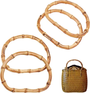 4Pcs Wooden D-Shaped Bamboo Bag Handle Replacements Handmade Bag Purse Making - Picture 1 of 7
