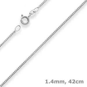 1,4mm Cadena Collar De 585 Oro Blanco 42cm Con Ojal Intermedio - Imagen 1 de 4