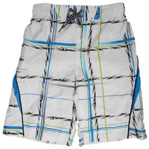 Boys White Plaid Cargo Swim Trunks Board Shorts 7 - Picture 1 of 1