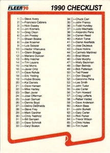 1990 Fleer Update #NNO Checklist - Picture 1 of 2