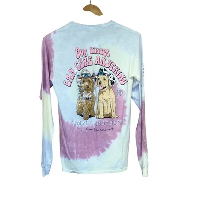 Camiseta Simply Southern manga longa beijos de cachorro pode curar qualquer coisa tingida de gravata tamanho P - Imagem 1 de 4