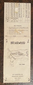 Vintage 50+ Year Old Briarwood GC Scorecard - Used - Broadview Heights, Ohio - Picture 1 of 2