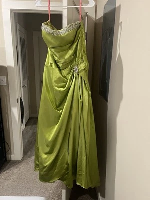 Vestido de graduación vintage Flirt By Maggie Sottero para mujer verde lima estrás talla 14 Foto 1 de 4