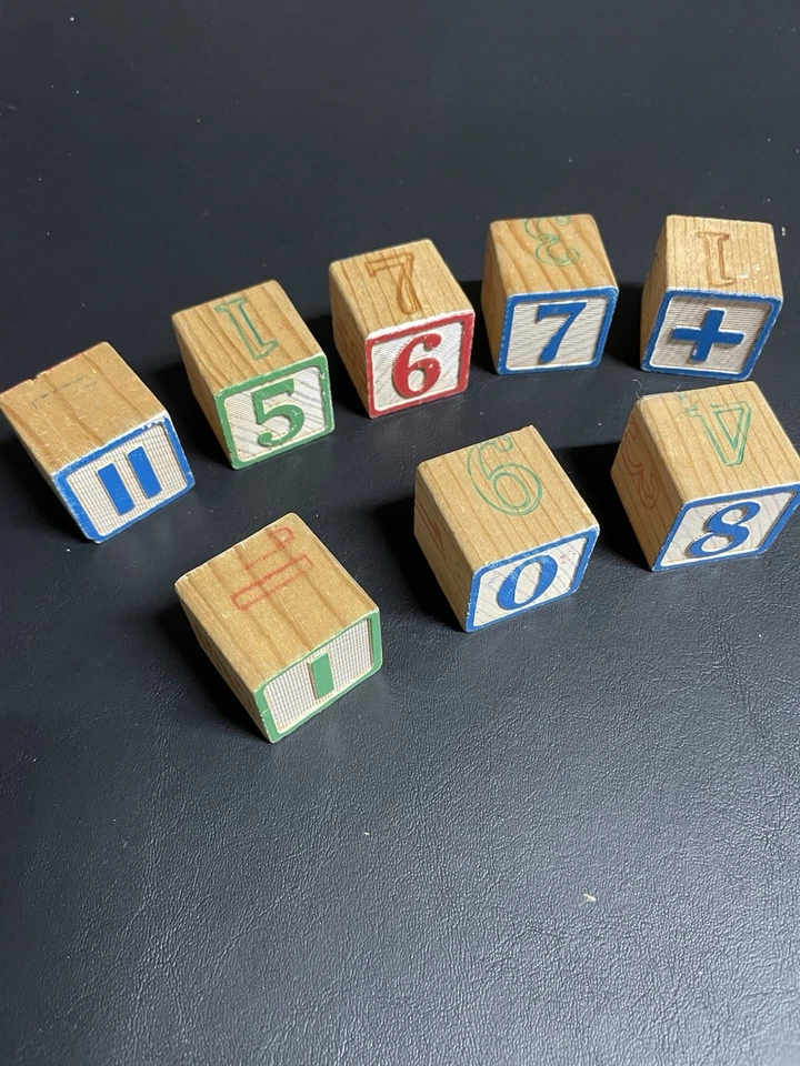 Vintage Wooden Numeral Blocks (Set Of 8) - Image 1 of 1