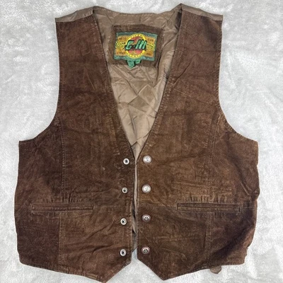 Distressed Global Identity G III Men's Suede Leather Vest Large Western Ranch - Image 1 of 4