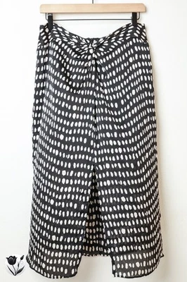 Women's MNG MANGO Midi Skirt Size L Black White Polka Dot High Waist Knot - Image 1 of 4