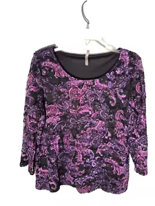 Womens Blouse Size X Large Purple Whimsigoth Paisley Dark Fairycore Lace - Picture 1 of 10