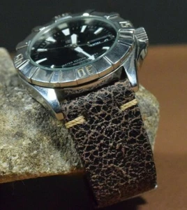 PULSERA DE RELOJ 22 20 18 MM CRACK IV MARRÓN CUERO AUTÉNTICO AGRIETADO SE ADAPTA A CORREA SEIKO MA - Imagen 1 de 12