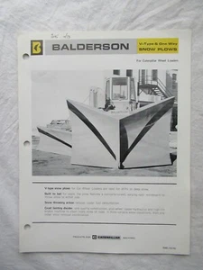 Brochure scheda tecnica Balderson spazzaneve tipo V 1973 per pala gommata Caterpillar - Foto 1 di 2
