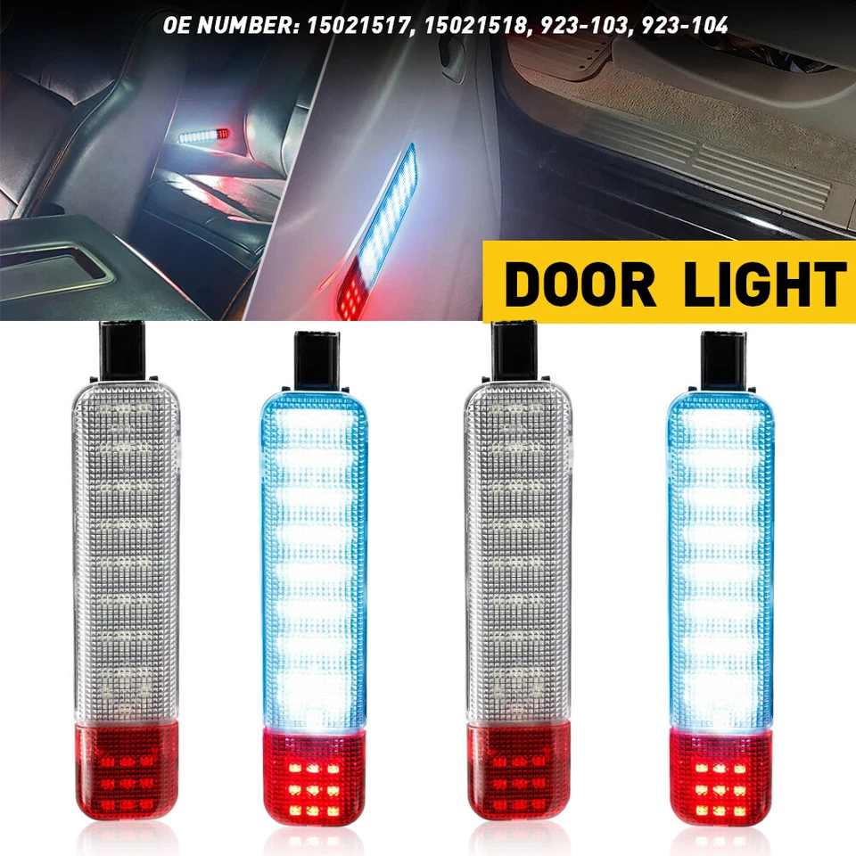 Luz LED de cortesía de panel de puerta azul de 4 piezas para Chevy Silverado GMC Sierra 1995-2007 Foto 1 de 4