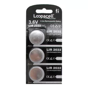 Loopacell LIR2032 2032 Li-ion Lithium Rechargeable 3.6V Coin Cell 3 Batteries - Picture 1 of 3