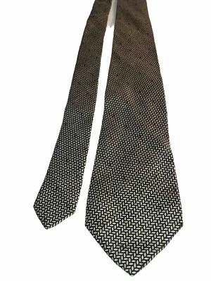 Corbata GUCCI Italia 100% Seda Beige Negra Diseñador Geométrico Moderna Vintage Foto 1 de 4