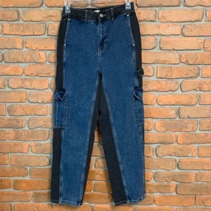 PacSun Two-Tone Cargo Skate Pants High Rise Carpenter Utility Jeans Size 25 - Picture 1 of 10