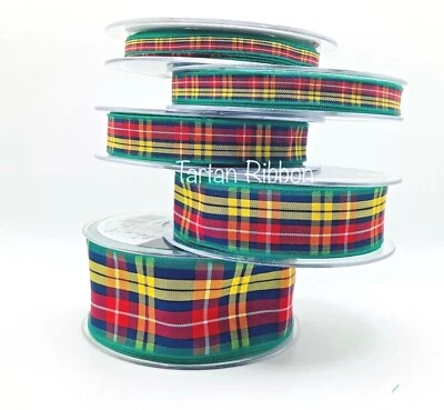Buchanan Tartan Ribbon~Berisfords~7mm - 70mm Wide~Choice of Lengths~Free Postage - Image 1 of 4
