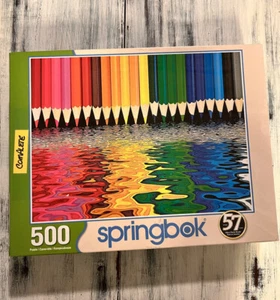 Springbok 500 Piece Jigsaw Puzzle Pencil Pushers/Crayons multicolores Pre-owned - Picture 1 of 5