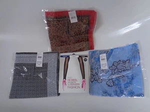 M&S hi heel size medium hosiery black + set of 3 tie rack scarfs NEW! - Picture 1 of 7