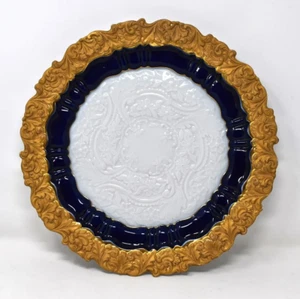 RRR RARE  Antiques Vintage Meissen Porcelain Cobalt Blue Gold Gilded Plate Bowl - Picture 1 of 7