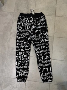 Bannedla Local LA Brand Sweatpants Adult L Lrg Black Printed Logo Ruined my life - Picture 1 of 5