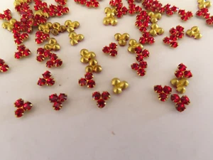 144 Swarovski Rhinestone triplet brass settings (3-18pp) Lt. Siam Ruby - Picture 1 of 1