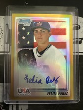 2010 Bowman Chrome USA Gold Refrrs Autos Felipe Perez #/50