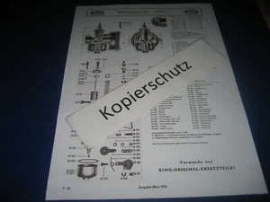 Zündapp KS 70 3.Gg. 268-320, Bing Vergaser 1/17/42, Vergaserplan+Einstell-Liste - Picture 1 of 2