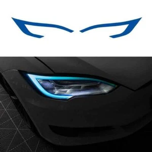 Blue Headlights Headlamps Eyebrow Protective Film For Tesla Model S/X 2018-2022 - Imagen 1 de 8
