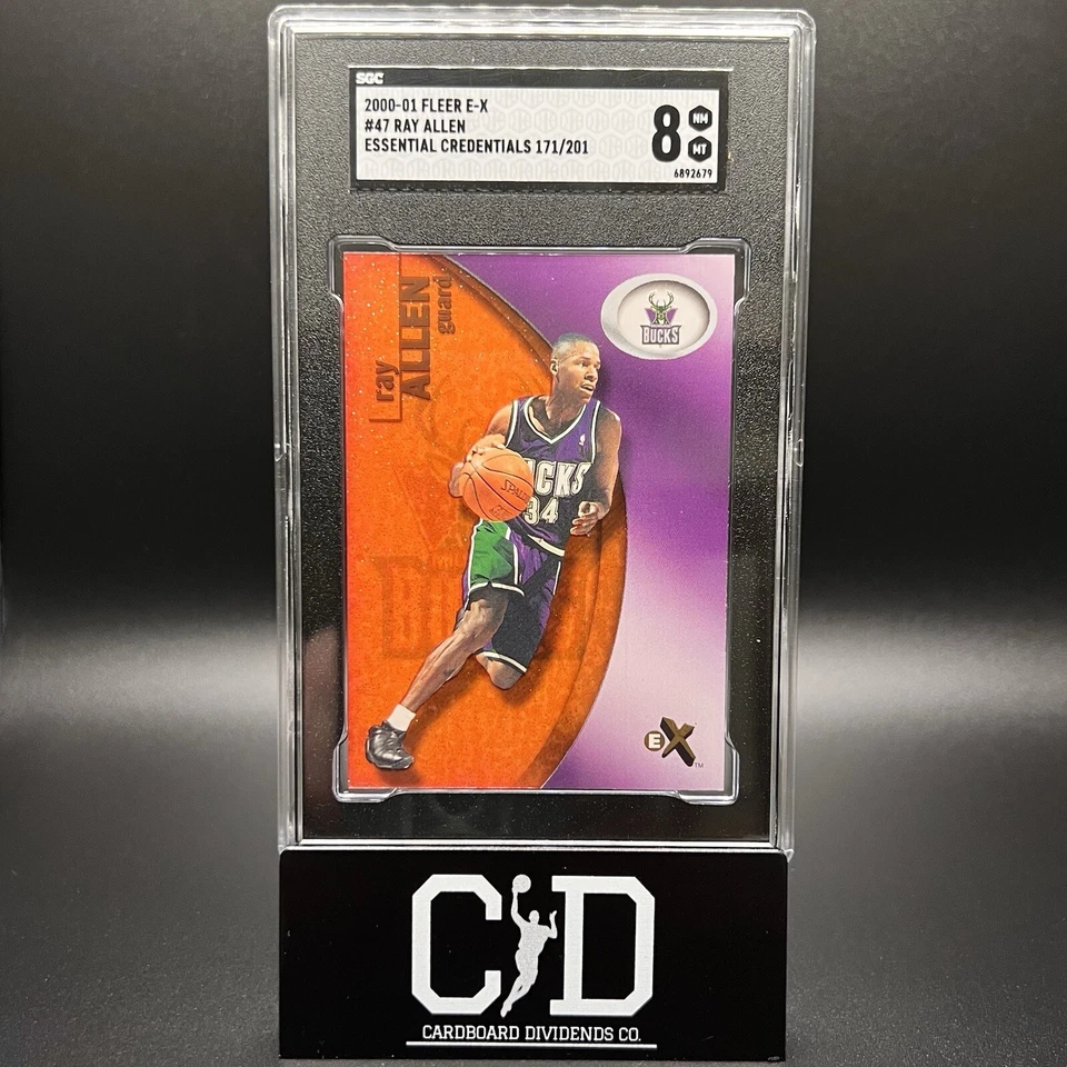 Ray Allen 2000-01 Fleer E-X Essential Credentials Now /201 SSP SGC 8 HoF Celtics - Image 1 of 2