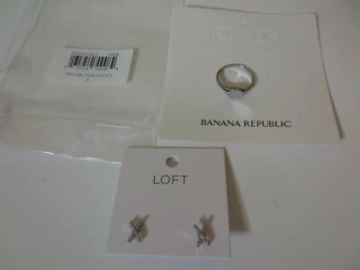 Ann Taylor LOFT Cristal X Pendientes Banana Republic Sello Anillo Nuevo con Etiquetas 98 Foto 1 de 4