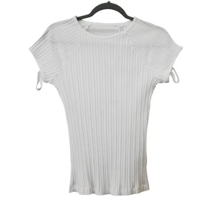 Helmut Lang T Shirt Size Large White Ribbed Knit Round Neck Cotton Short Sleeve - Picture 1 of 4