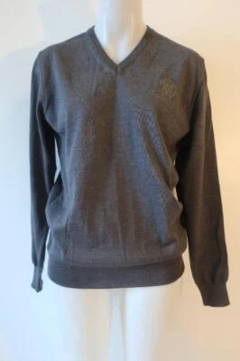 Suéter de lana tejido gris carbón cuello en V para hombre Roberto Cavalli L * Foto 1 de 4
