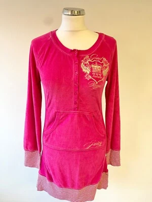JUICY COUTURE PINK VELEUR ROUND NECK LONG SLEEVED NIGHTDRESS/LOUNGEWEAR SIZE S - Image 1 of 4