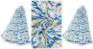Bufanda de borde deshilachado con estampado de vida marina de tiburón para damas Mantón envolvente Toler 7710 - Imagen 1 de 3