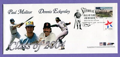 2004 Baseball HOF Induction Paul Molitor Dennis Eckersley Stamp Envelope - Image 1 of 2