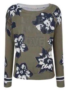 Maglione ALBA MODA fantasia floreale kaki taglia 36 - Foto 1 di 3