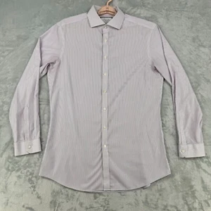 Charles Tyrwhitt Shirt Mens 16.5/35 Purple Striped Long Sleeve Super Slim Fit - Picture 1 of 11