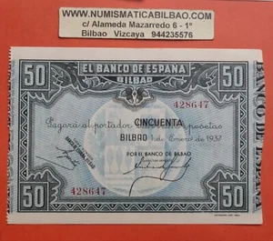 1 billete EBC x 50 PESETAS 1937 BANCO DE BILBAO Pick S.564 EUSKADI España 1936 - Imagen 1 de 4