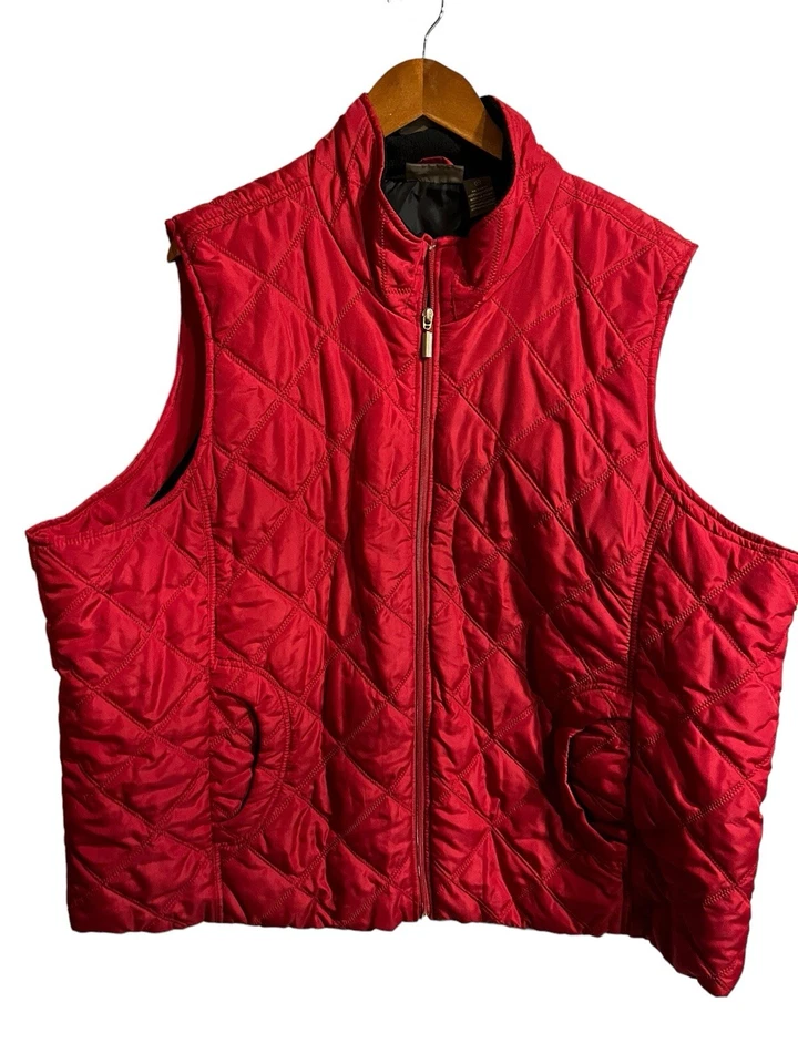 Jane Ashley красный пуховик жилет размер 3XL без рукавов молнии карманы теплый большого размера - Изображение 1 из 4