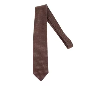 Santostefano Italo Ferretti NWOT 100% Silk Tie Brown with Cream Mini Polka Dots - Picture 1 of 8