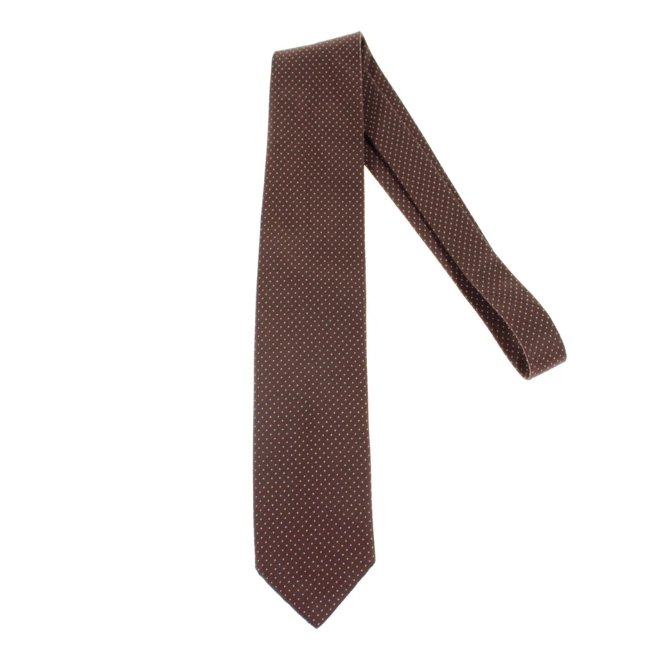 Corbata Santostefano Italo Ferretti nueva sin etiquetas 100 % seda marrón con mini lunares crema Foto 1 de 4