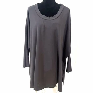 Bryn Walker Tunic Top Womens Medium Gray Oversized Boxy Fit Lagenlook Side Slits - Picture 1 of 11