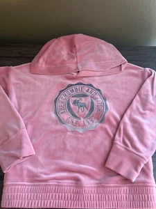 Abercrombie Kids Embroidered Girls Hoodie Velvet Pullover Long Sleeve Pink 11/12 - Picture 1 of 2