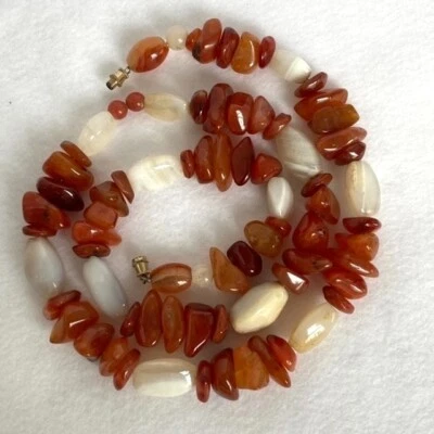 Collar De Colección Artesano Grueso Graduado Cornalina y Cuarzo Cuentas 28" Piedra 167g Foto 1 de 4